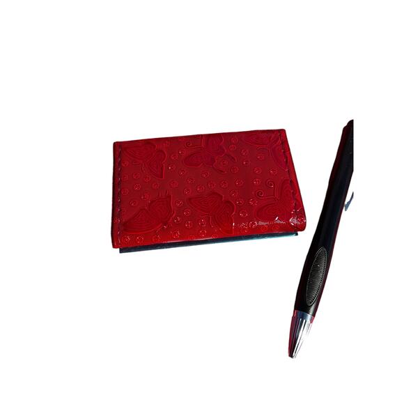 Red Butterfly Retro Small New Card Wallet ID Card Holder Never used Deadstock - Picture 9 of 13